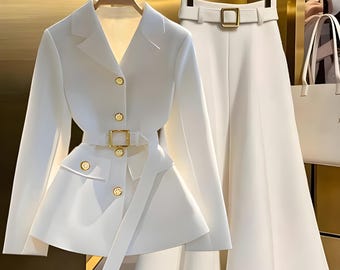 Ensemble de jupe longue trapèze bordeaux : tenue de bureau luxueuse et discrète, ensemble de gala 2 pièces