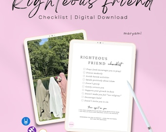 Righteous Friend Checklist | Islamic Deen Reminder (Digital Download)