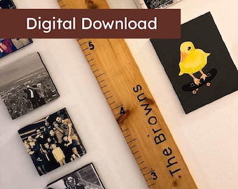 DIY Wooden Growth Chart Template and Video Tutorials | Digital Download | Printable Ruler Numbers and Letters | Kids' Height Tracker