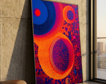 Vibrant Abstract Circles Canvas, Modern Geometric Wall Art, Colorful Contemporary Home Decor, Dotted Pattern Canvas Print, Bold Visual