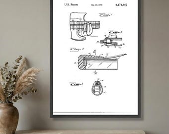 Arte de patente de slide de guitarra vintage de 1979, lienzo con plano de instrumento musical, decoración de pared retro, arte en lienzo de dibujo técnico, regalo para amantes de la música