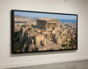 Antike Akropolis Athen Leinwand, Griechische Ruinen Wandkunst, Historische Architektur Leinwand, Klassische Wahrzeichen Dekoration, Mediterrane Landschaft