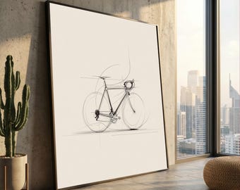 Moderner Rennrad Entwurf, Minimalistische Fahrrad Leinwand Kunst, Technische Zeichnung, Sport Ausrüstung Wandkunst, fertig zum Aufhängen