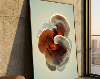 Abstrakte Bio-Pilz-Leinwand, modernes, von der Natur inspiriertes Design, strukturierte Pilze, Wanddekoration, fertig zum Aufhängen