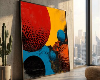 Bold Abstract Spheres Canvas, Modern Geometric Wall Art, Colorful Orbital Design, Vibrant Home Decoration, Contemporary Canvas Print