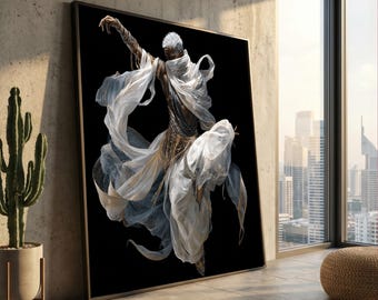 Ätherischer fließender Tanz Leinwand, moderne Figur Kunst, dynamische Bewegung Wandkunst, abstrakte Mode Leinwand, Hausdekoration Druck