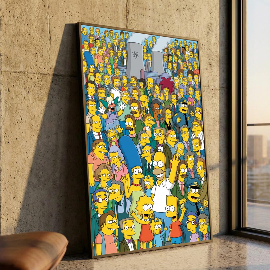 Simpson Theme Check In Iconic Simpsons Characters Canvas Wall Art, Animated TV Show Family ...