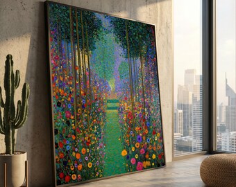 Enchanted Secret Garden Pathway, Colorful Floral Canvas, Nature Landscape Wall Art, Vibrant Flower Garden Decoration, Ready to Hang Canvas
