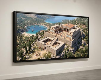 Antike Festung von Ithaka – Wandbild auf Leinwand, historische Architektur der griechischen Insel, mediterrane Landschaft, Küstenlandschaft, sofort lieferbar
