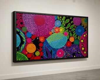 Vibrant Dot Pattern Abstract Canvas, Colorful Pointillism Wall Art, Modern Geometric Decor, Bright Home Decoration Canvas, Ready to Hang