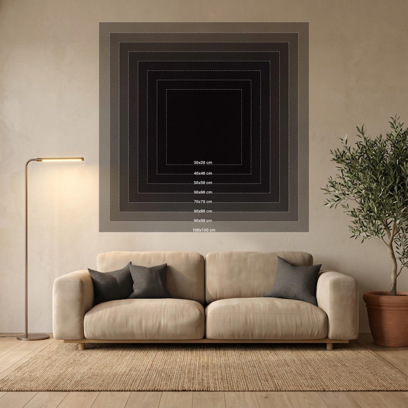 Lienzo con patrones tribales africanos abstractos, arte mural étnico, decoración bohemia para el hogar, lienzo geométrico en tonos marrones, diseño de arte cultural, listo para colgar. imagen 9