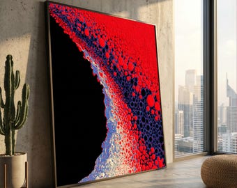Abstract Red Bubble Pattern Canvas, Modern Textured Wall Art, Bold Geometric Canvas, Contemporary Home Decoration, Unique Art Design