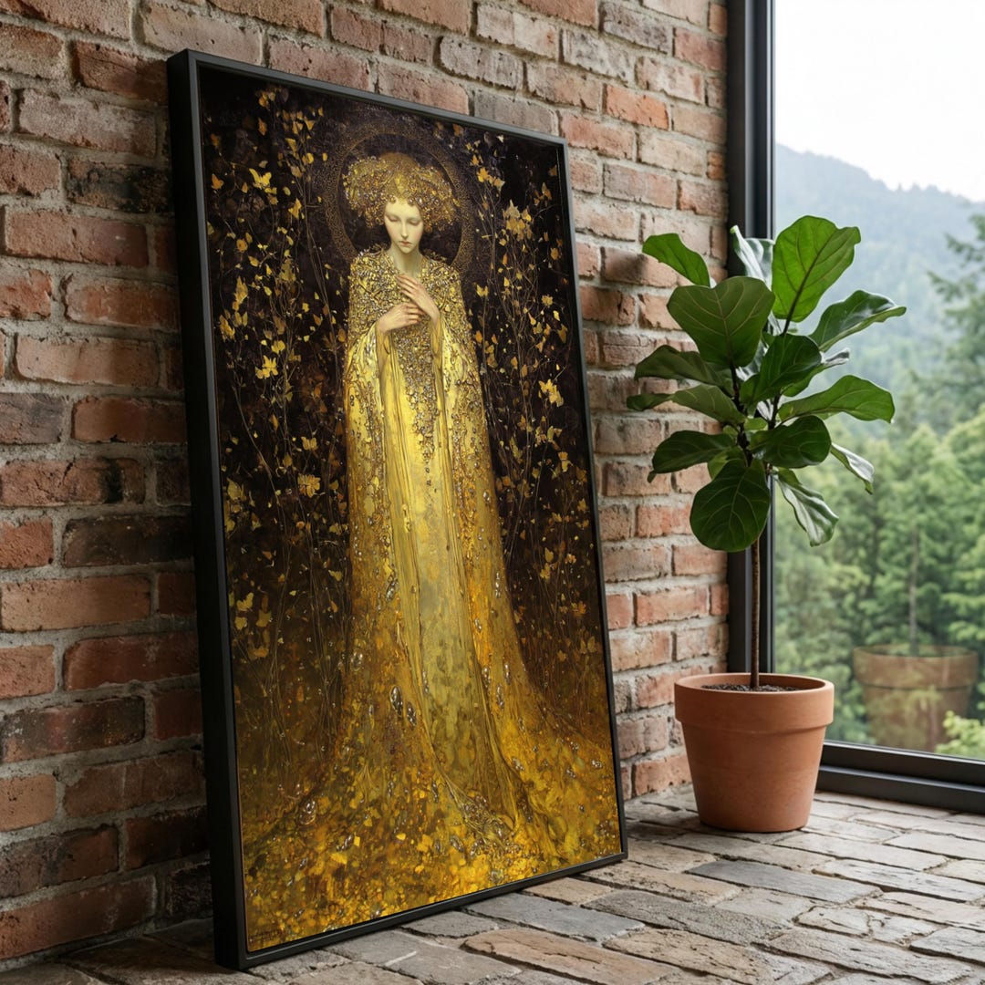 Gustav Klimt Inspired Golden Woman Canvas Wall Art, Elegant Art Nouveau ...