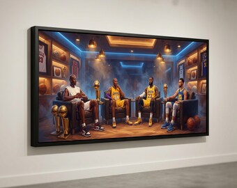 NBA Legends Canvas Art, Michael Jordan, Kobe, LeBron, Curry Portrait