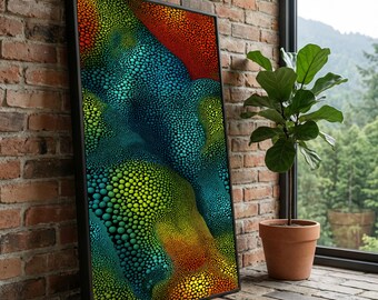 Vibrant Abstract Bubbles Canvas, Colorful Dot Pattern Wall Art, Modern Texture Decoration, Contemporary Canvas Print for Home