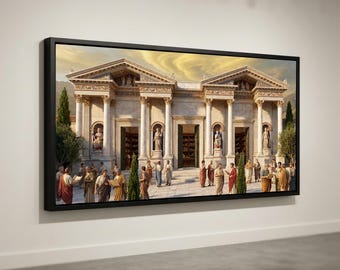 Antikes römisches Forum auf Leinwand, Wandkunst mit klassischer Architektur, historischer Druck mit Menschenansammlung, mediterranes Dekor, Marmorsäulen