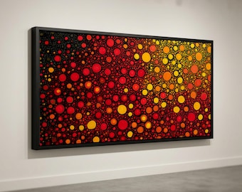 Vibrant Abstract Dot Pattern Canvas Wall Art, Modern Red Yellow Orange Circles Painting, Bold Contemporary Home Decor