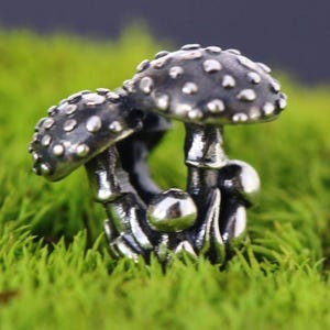 Sterlingzilveren vliegenzwamkraal, paddenstoelbedel, bosboskraal, past op Pandora Trollbeads