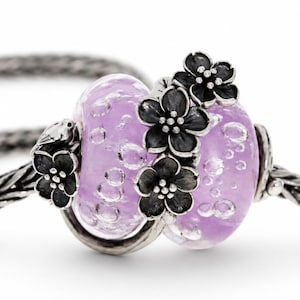 Cherry Blossom Bead, Sakura Charm, 925 Sterling Silver, Fits Pandora and Trollbeads