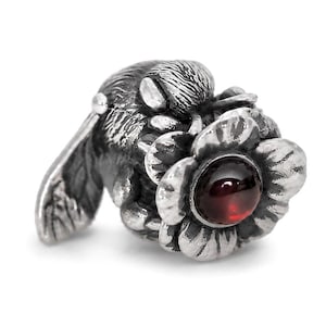 Charm de plata de ley con forma de flor de abejorro / Cuenta de piedra preciosa natural para pulseras