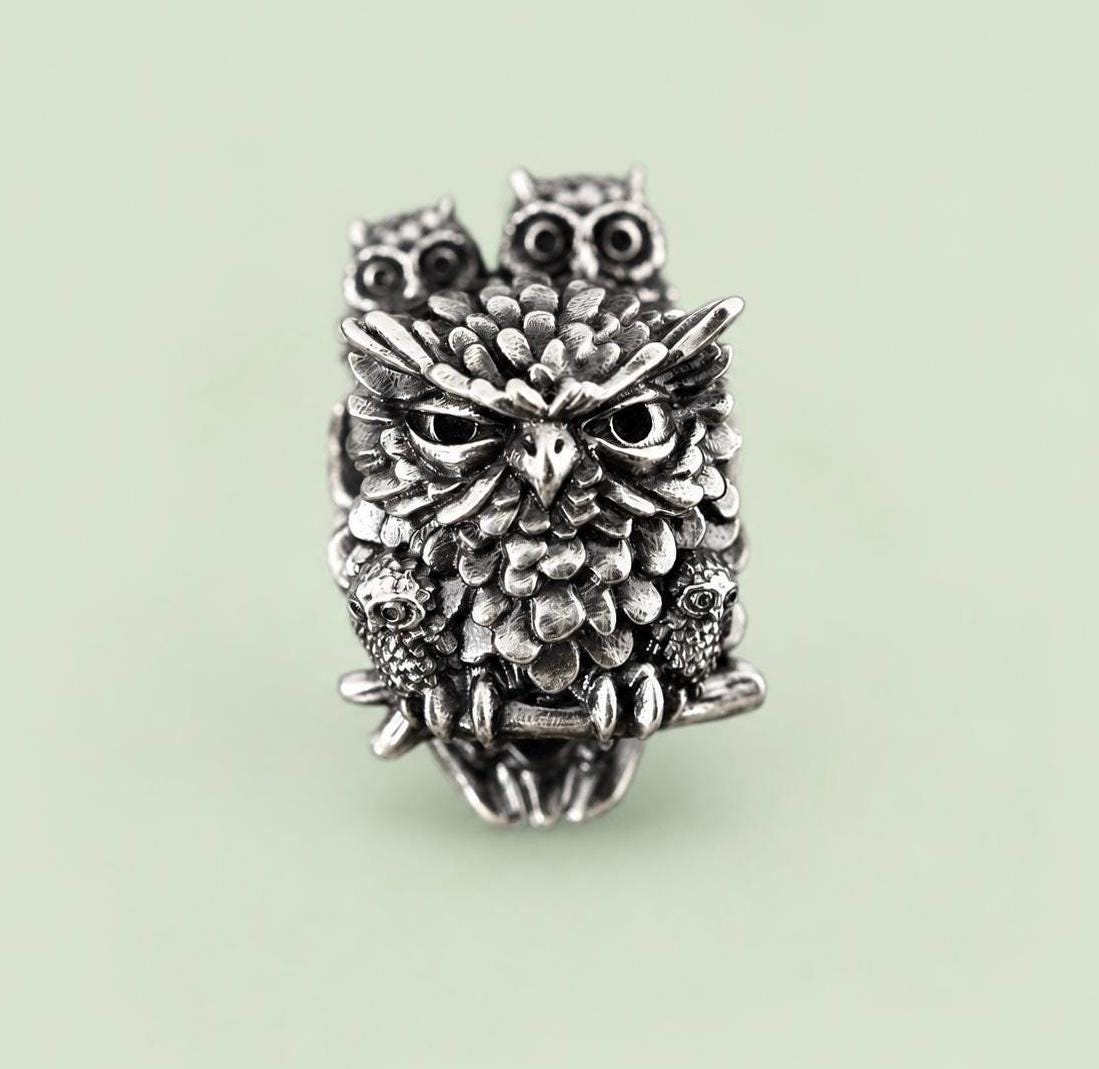 Mother's wings: Owl, Sterling Silver Bead, Protective Guardian Charm, Compatible with Trollbeads