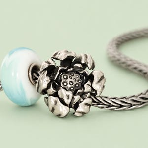 Water Lily Bracelet Bead,925 Sterling Silver,Trollbeads Pandora Compatible