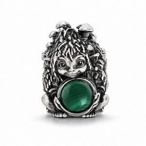 Waldtroll mit Naturstein, Anhänger aus 925er Sterlingsilber, passend für Trollbeads und Pandora
