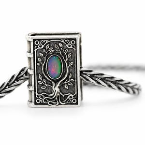 Cuenta de plata de ley con ópalo natural – Árbol de la vida, luna y estrellas