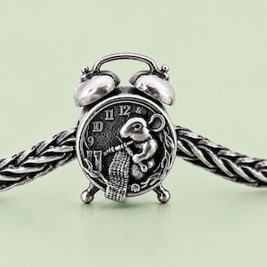 Sterlingzilveren wekkerkraal, muisbedel breien, past op Pandora & Trollbeads