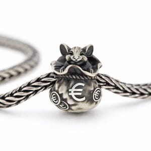 Money Mouse Charm – Sterling Silver Lucky Wealth Bead (Fits Trollbeads, Pandora)