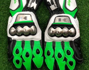 Luvas de couro para motociclista Kawasaki Ninja para homens