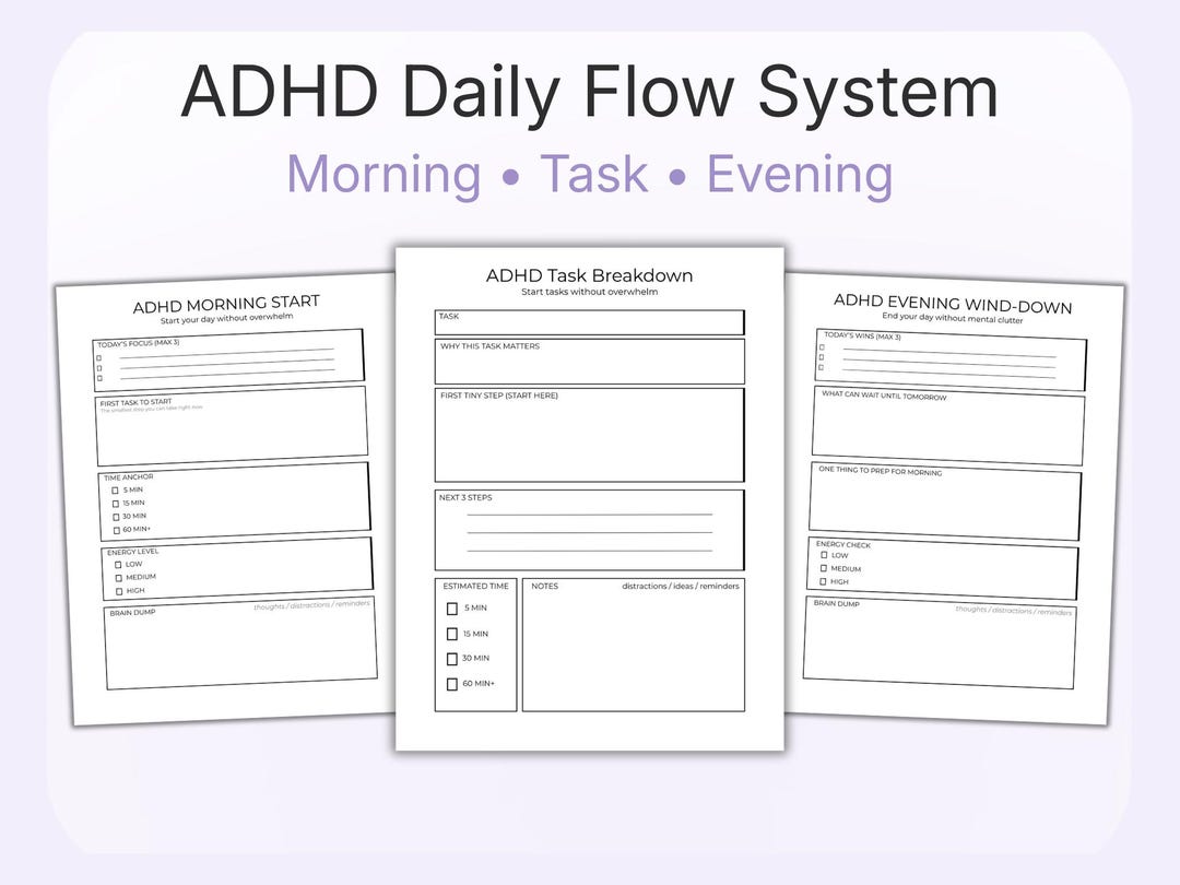 ADHD Daily Flow System – Morning, Task and Evening Planner for Focus ...