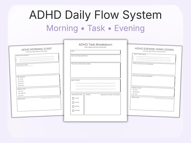 ADHD Daily Flow System – Morning, Task and Evening Planner for Focus ...