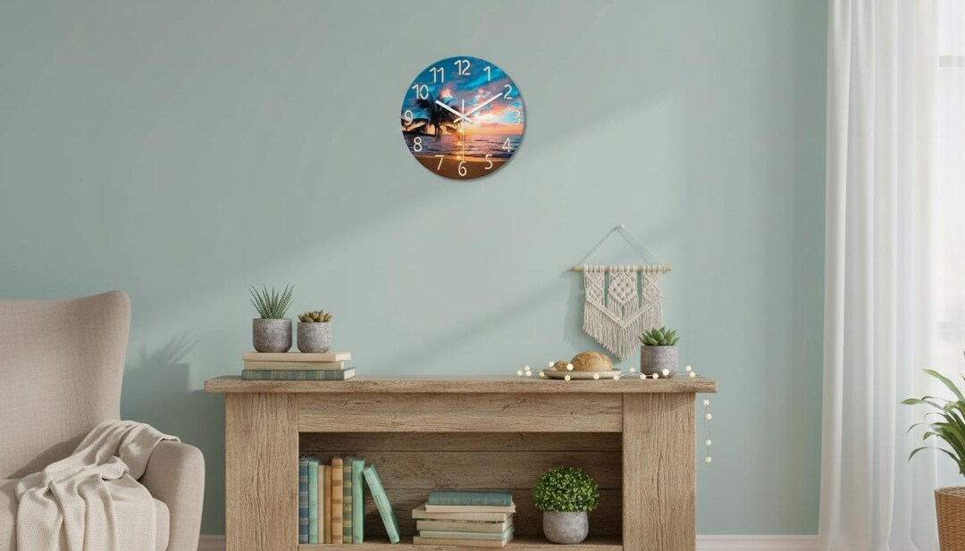 Coastal Sunset Wall Clock, Silent Non-ticking, Beach Decor - Etsy