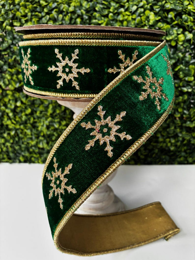 Christmas Ribbon |green Velvet Ribbon | Wired Christmas Tree Ribbon ...