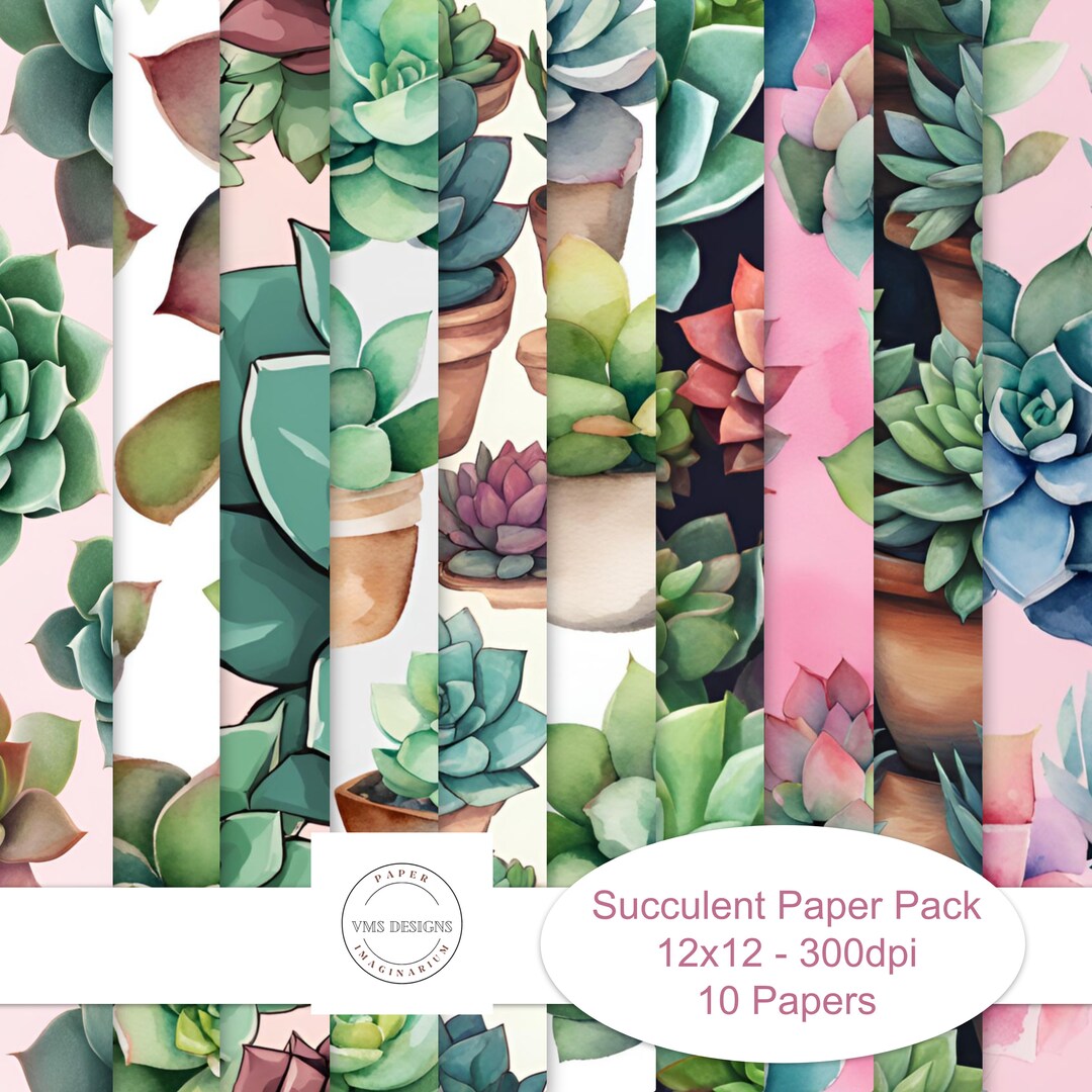 Succulent Digital Paper Pack 10 Printable Papers 300 Dpi - Downloadable ...
