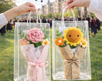 Graduation Gift for Her Class of 2026, Crochet Flower Mini Bouquet, Handmade Knit Flower Keepsake, Cute Senior Graduation Gift, Dorm Decor