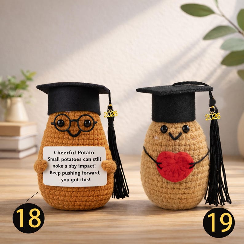 Graduation Potato 2026 Crochet Graduation Plush Toy β Handmade Cute Gift for Graduate ...