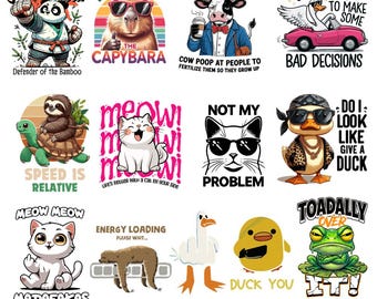 Funny Animal Clipart Bundle | Meme Cartoon SVG PNG Files (Digital Download) | 300dpi png
