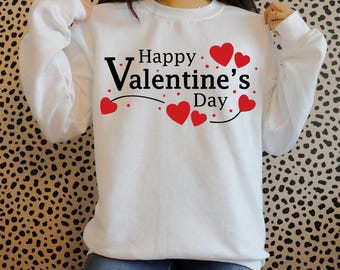 Happy Valentine's Day Hearts Clipart, Romantic Shirt Design (Digital Download)