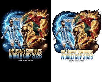 Ronaldo Messi PNG SVG | Fifa World Cup 2026 Football Design | The Legacy Continues World Cup 2026 PDF | 300dpi png ,dti,dtg