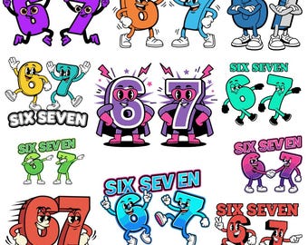 Cartoon Number 6 and 7 SVG Bundle, Math Clipart (Digital Download)