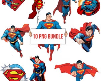 Superman PNG Bundle | SuperHero Svg | Comic Hero PNG | T-Shirt Sublimation | 300 DPI Transparent Png