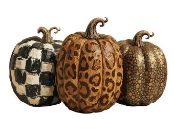 Impasto Leopard Pumpkin Png, Polkadot Fall Sublimation Design, Checkered Halloween Shirt Design, Autumn Pumpkin Trio