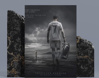 Cristiano Ronaldo Farewell Poster | Monochrome Football Legend Wall Art | Soccer Fan Gift (Digital Download)