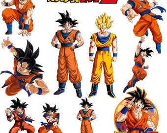 Paquete de Goku Dragon Ball Z PNG SVG / Arte de luchador de anime (descarga digital de 300 ppp)