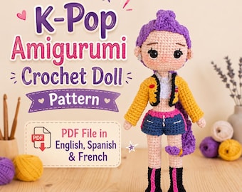 K-Pop Amigurumi Crochet Doll Pattern | K-Pop Girl Tutorial | English, French, Spanish  (PDF Download)
