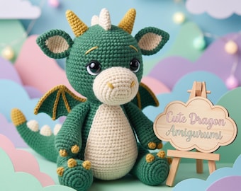 Cute Dragon Amigurumi Crochet Pattern PDF | Baby Dragon Plush Tutorial | Fantasy Dragon Crochet Toy | Instant Download