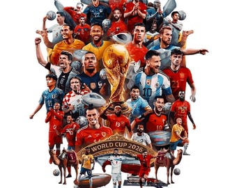World Cup 2026 Legends PNG SVG | Soccer Stars Graphic | Football Player Collage | FIFA Fan Shirt Design Download | 300dpi png
