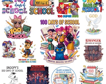 100 Days of School PNG SVG Bundle, Kids Shirt Design, Teacher Clipart (Digital Download)